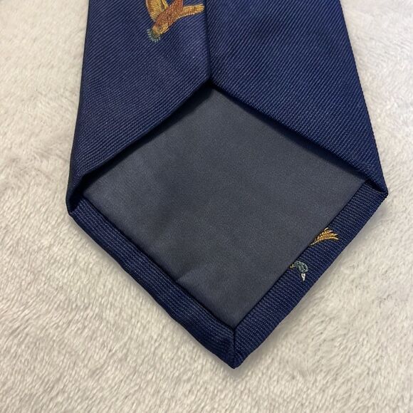 Orvis Elegant Blue Tie with Embroidered Geese Design - Picture 7 of 8